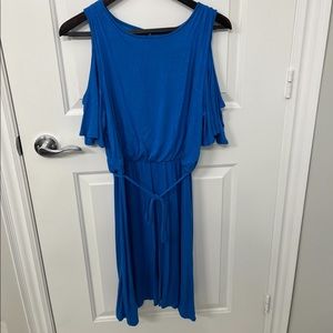 Blue Shoulder Cut-Out Dress